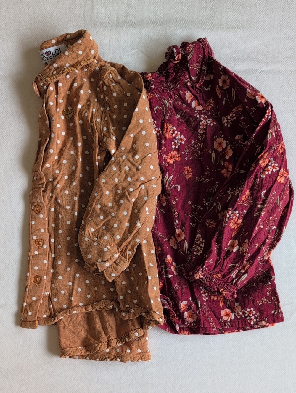 Lot of 2 Old Navy & AIR LDI Toddler Girls Floral Polka Dot Blouses 4T Viscose